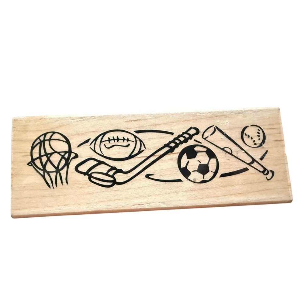 Stampendous! Sports Border Basketball Football Soccer Y023 Rubber Stamp